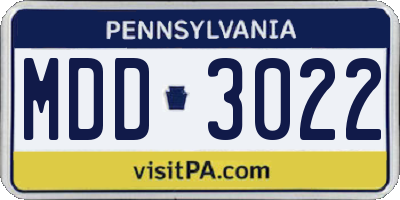 PA license plate MDD3022