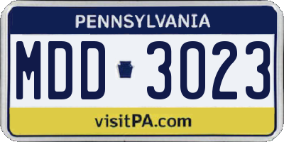 PA license plate MDD3023