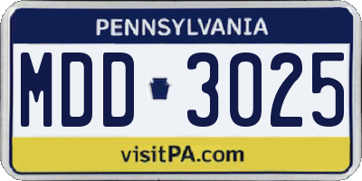 PA license plate MDD3025