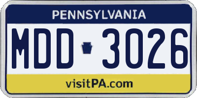 PA license plate MDD3026