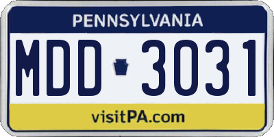 PA license plate MDD3031