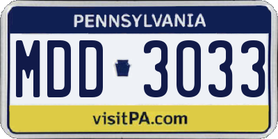 PA license plate MDD3033