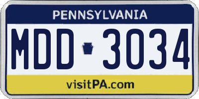 PA license plate MDD3034