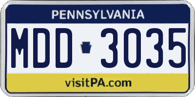 PA license plate MDD3035