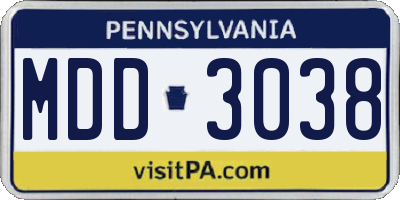 PA license plate MDD3038
