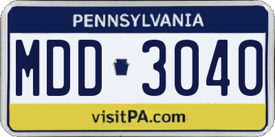 PA license plate MDD3040