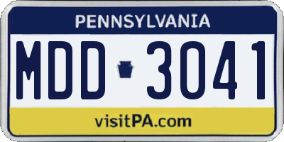 PA license plate MDD3041