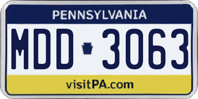 PA license plate MDD3063
