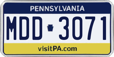 PA license plate MDD3071