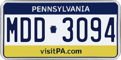 PA license plate MDD3094