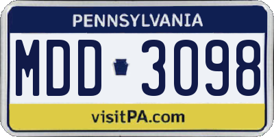 PA license plate MDD3098