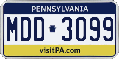 PA license plate MDD3099