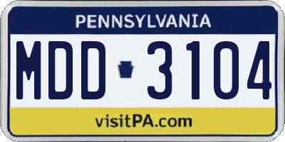PA license plate MDD3104