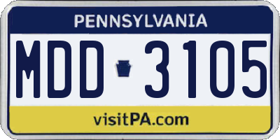 PA license plate MDD3105
