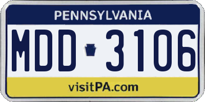 PA license plate MDD3106