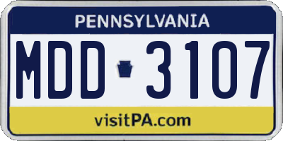 PA license plate MDD3107