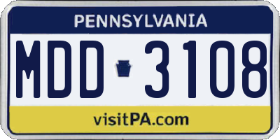 PA license plate MDD3108