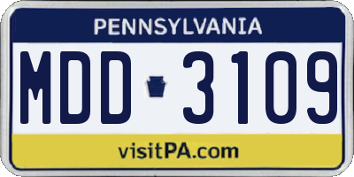 PA license plate MDD3109
