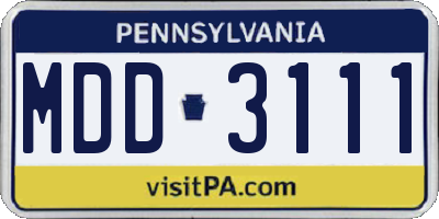 PA license plate MDD3111