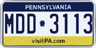 PA license plate MDD3113