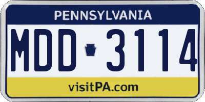 PA license plate MDD3114