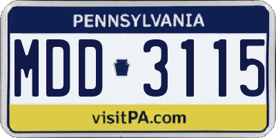 PA license plate MDD3115