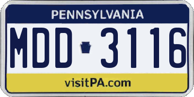 PA license plate MDD3116