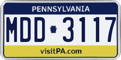 PA license plate MDD3117