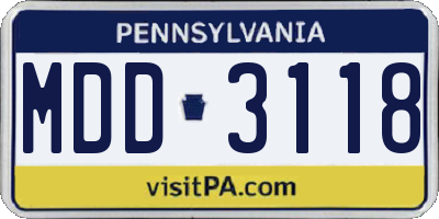 PA license plate MDD3118