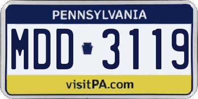 PA license plate MDD3119