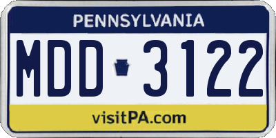 PA license plate MDD3122