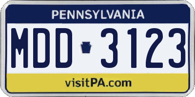 PA license plate MDD3123