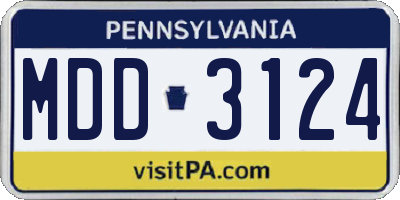 PA license plate MDD3124