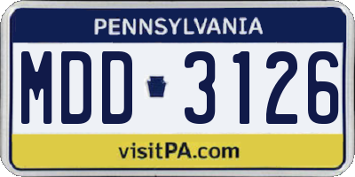 PA license plate MDD3126
