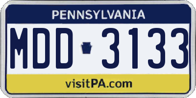 PA license plate MDD3133