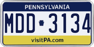PA license plate MDD3134