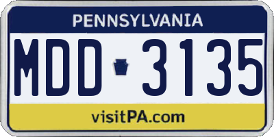 PA license plate MDD3135