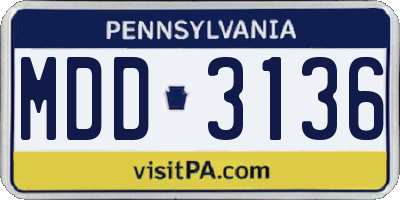 PA license plate MDD3136