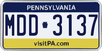 PA license plate MDD3137