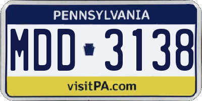 PA license plate MDD3138