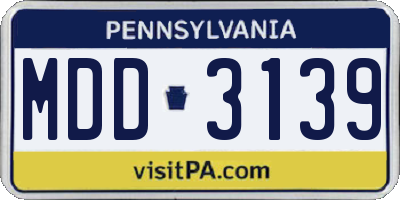 PA license plate MDD3139