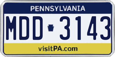 PA license plate MDD3143