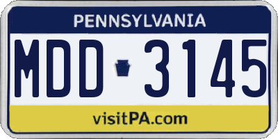 PA license plate MDD3145