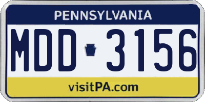 PA license plate MDD3156