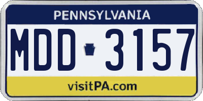 PA license plate MDD3157