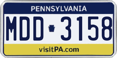 PA license plate MDD3158