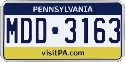 PA license plate MDD3163