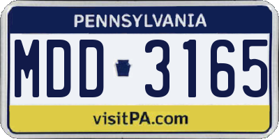 PA license plate MDD3165