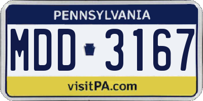 PA license plate MDD3167