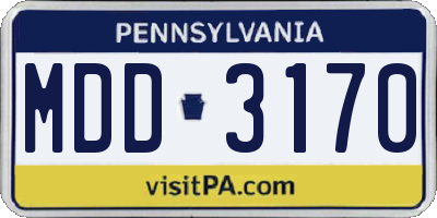 PA license plate MDD3170